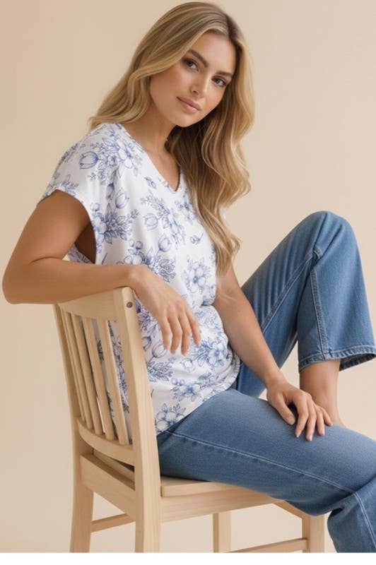 Tulip Floral Print Knit Top