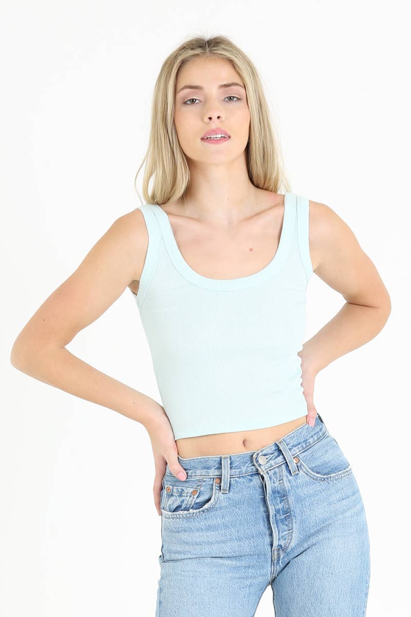 X2CA5-ASIS RIB KNIT SCOOP NECK TANK