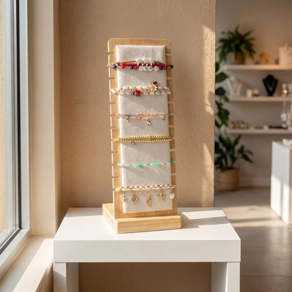 Long Wooden Jewelry Display Stand