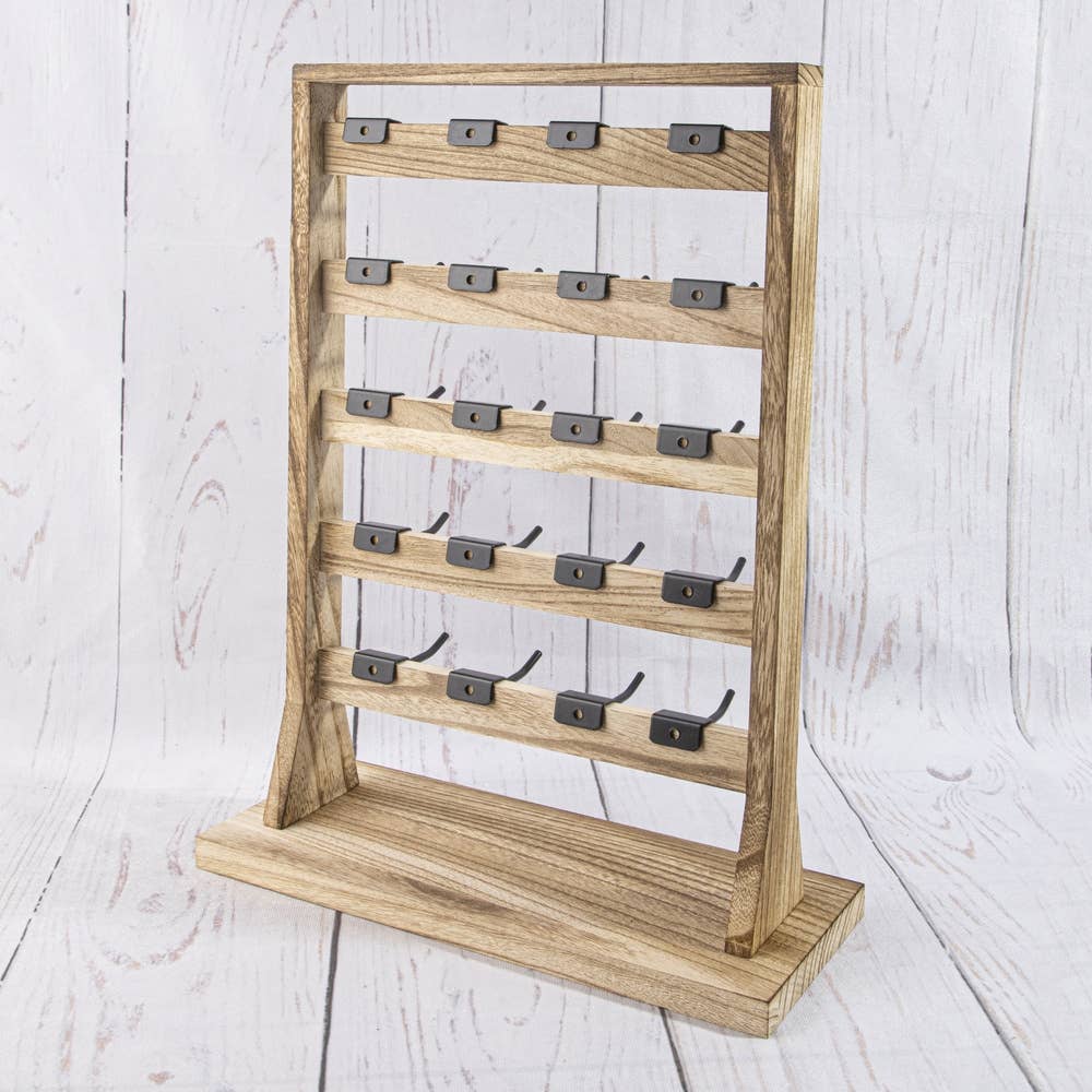 Wood Jewelry Card Display Stand With Twenty Hooks