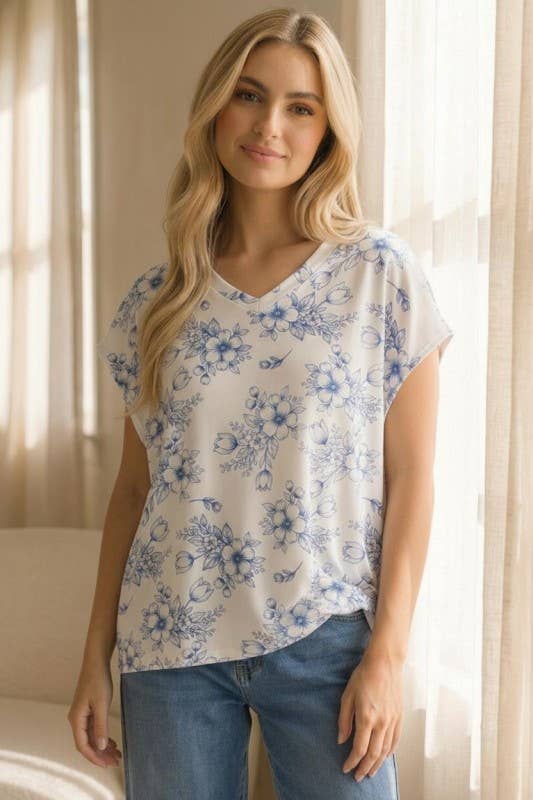 Tulip Floral Print Knit Top