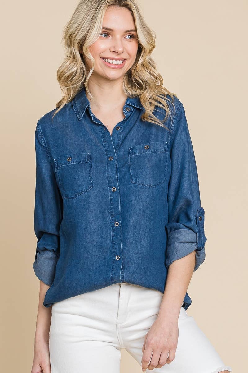 Calvin Klein Jeans Button Down Denim Shirt, $69 | Macy's | Lookastic