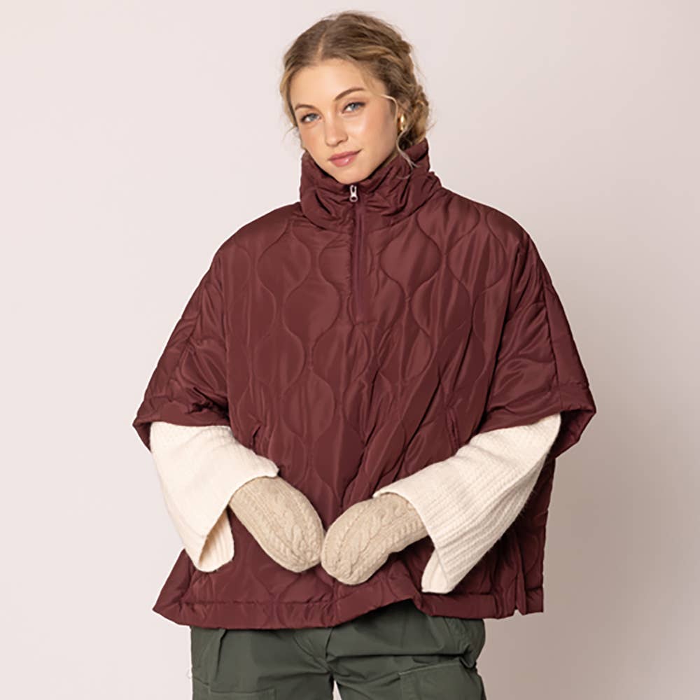 Quilted Puffer Poncho