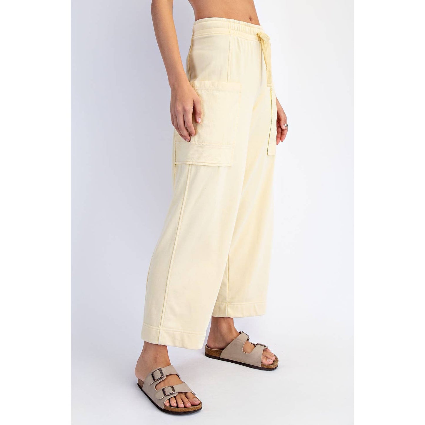 MINERAL WASHED FRENCH TERRY CROPPED CARGO PANT