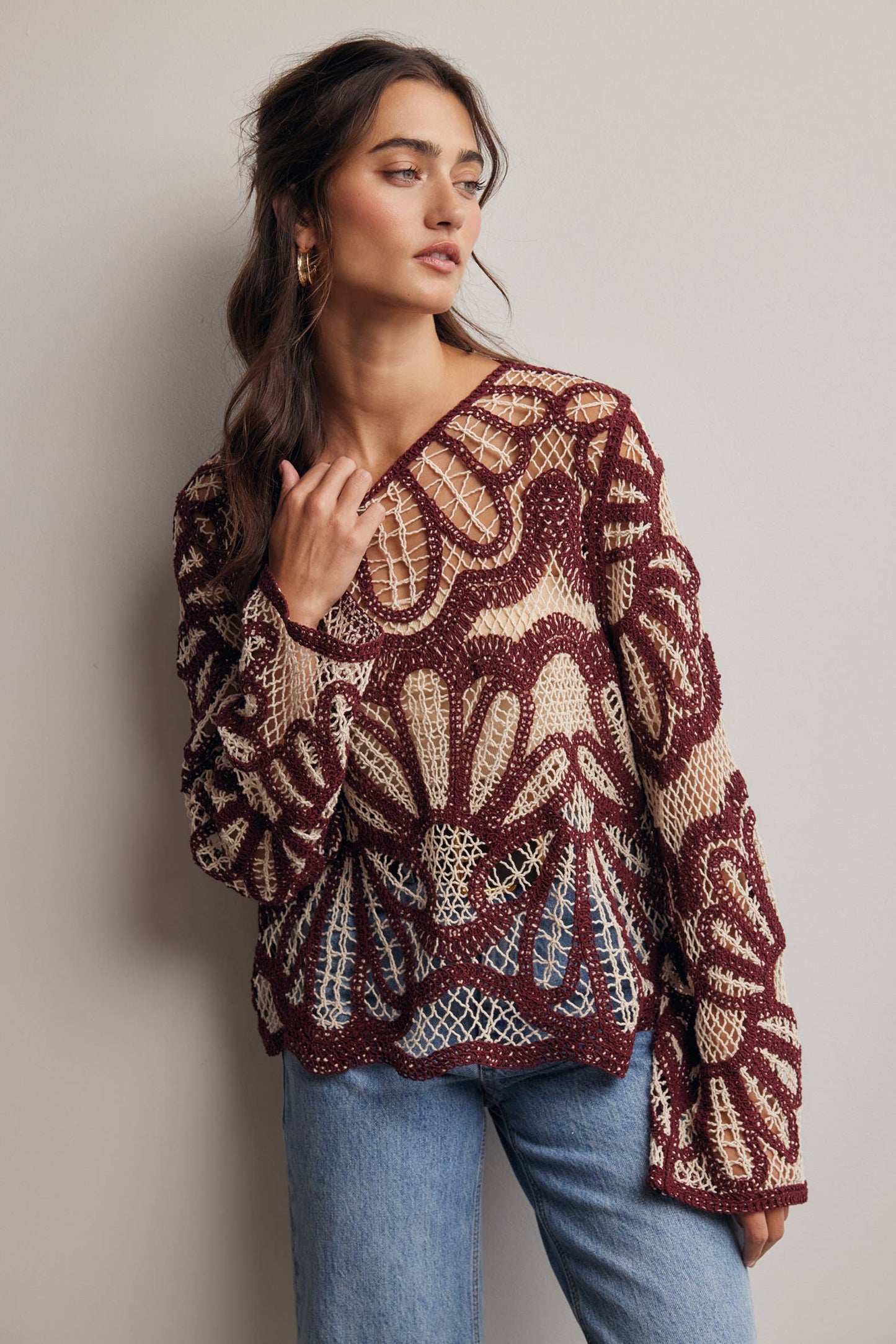 Crochet Floral Pattern Sweater