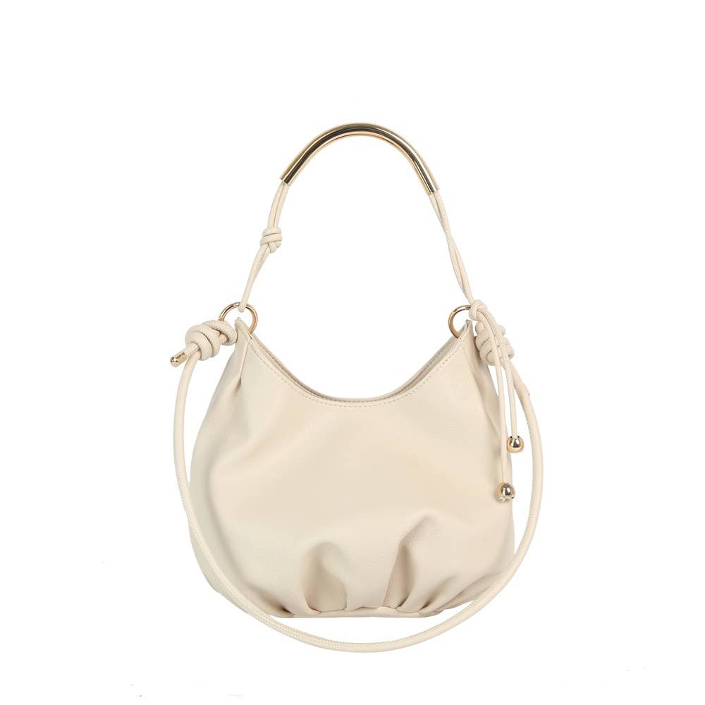 Curved Bar Handle Slouchy Bucket Bag