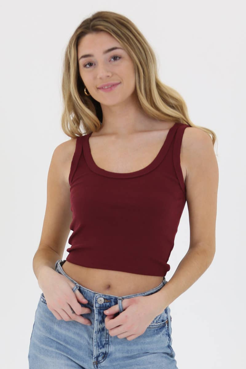 X2CA5-ASIS RIB KNIT SCOOP NECK TANK