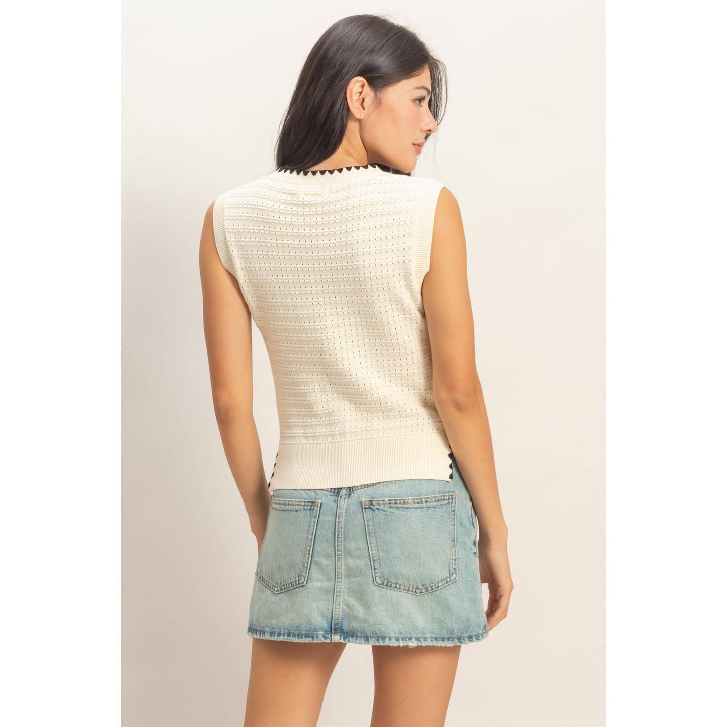 Eyelet Sleeveless Knit Top