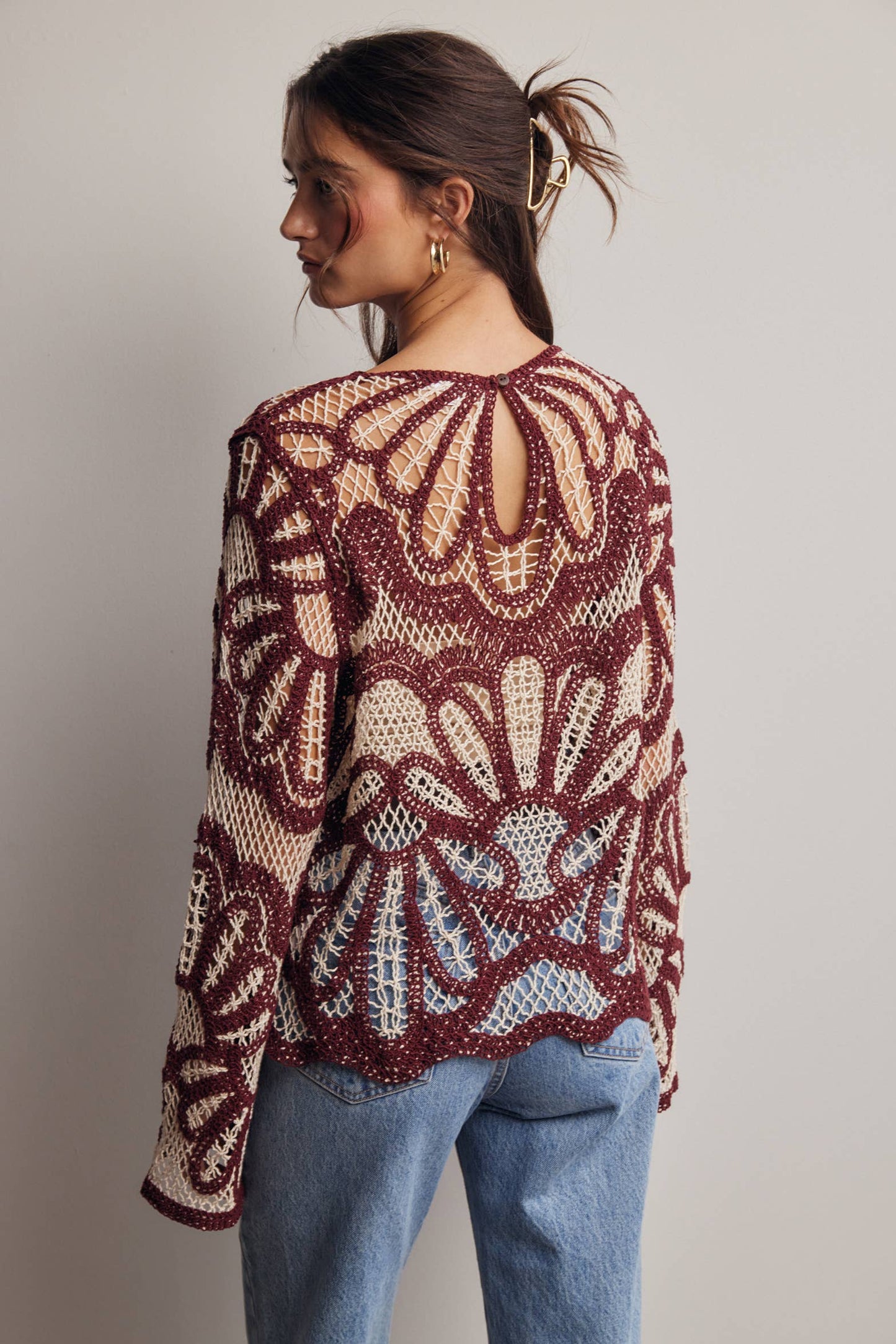 Crochet Floral Pattern Sweater