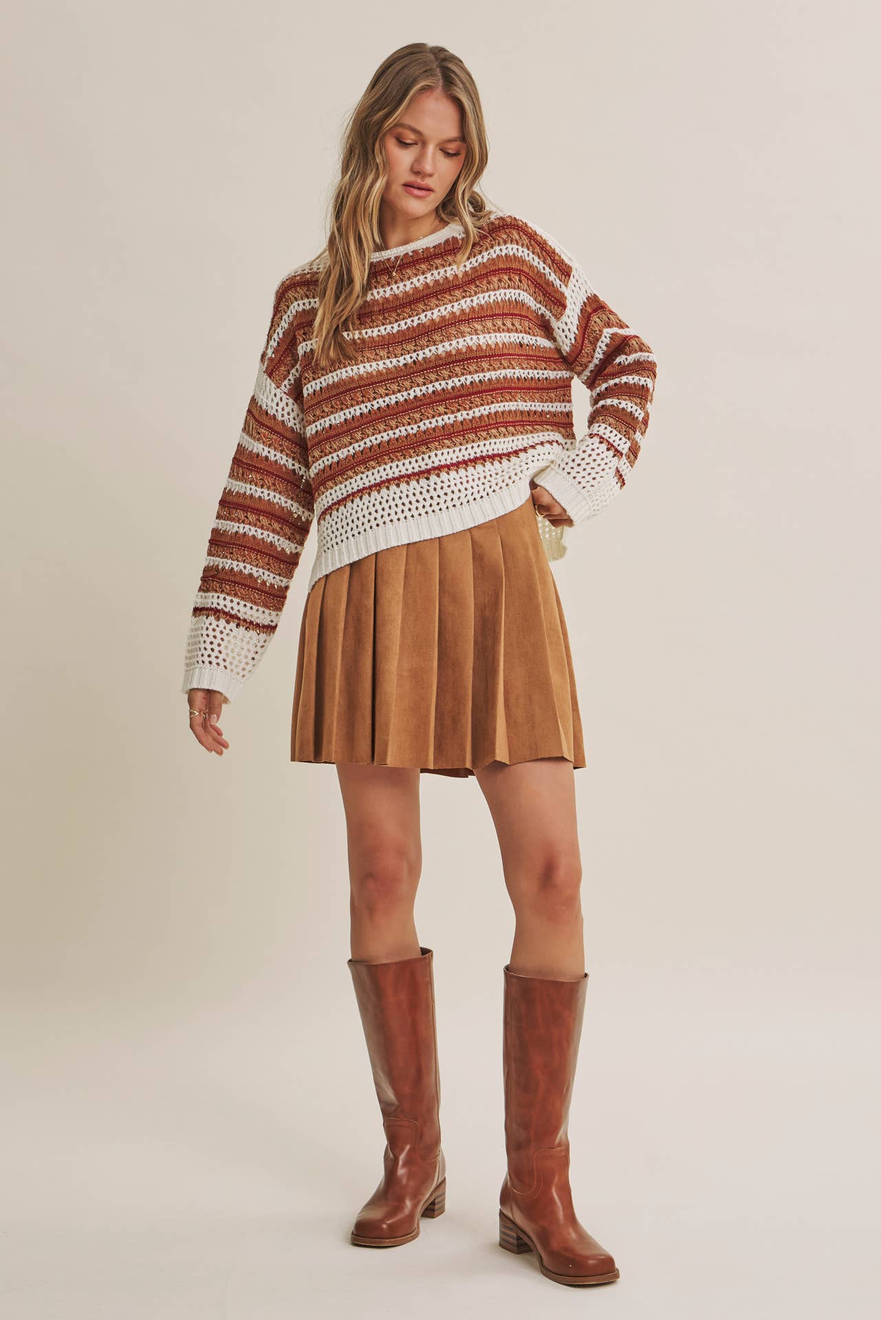 SUNSET DRIVE RELAXED FIT AIRY OPEN-KNIT CROCHET SWEATER