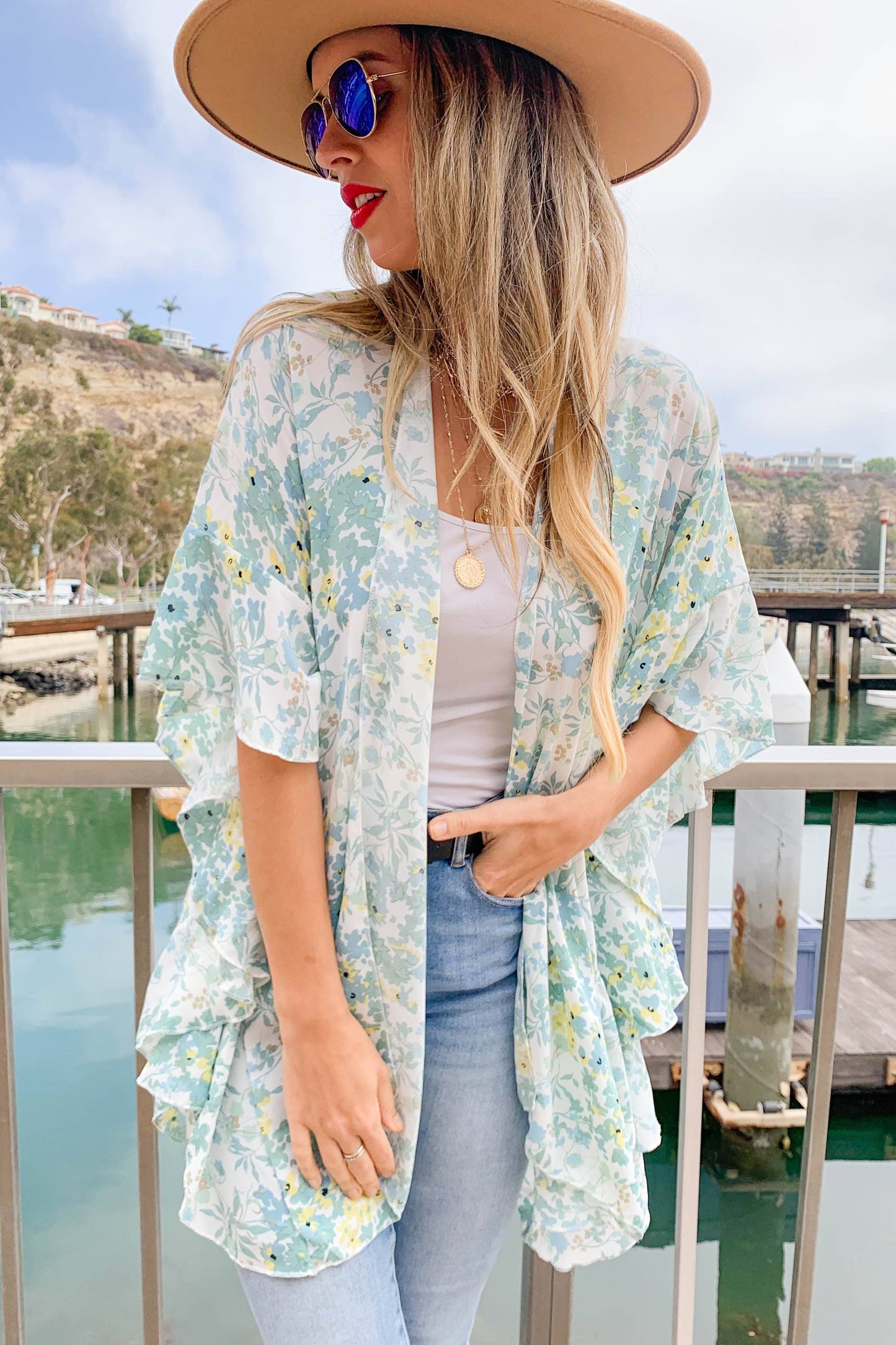 Sage Floral Sleeve Kimono