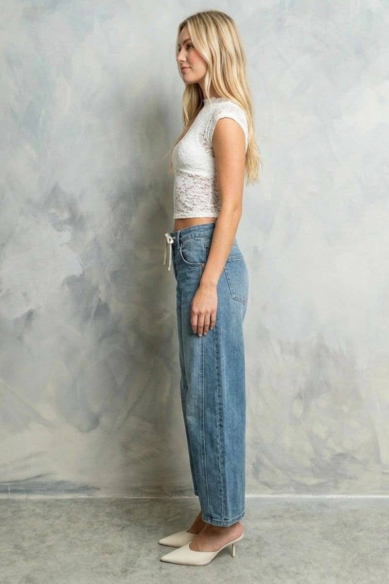 HIGH RISE RELAXED BARREL JEANS