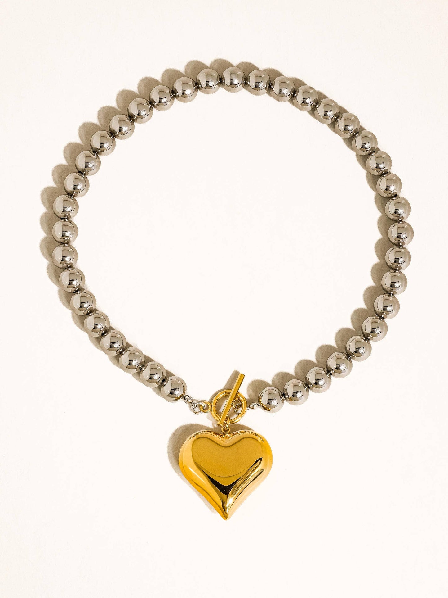 Raissa 18K Gold Non-Tarnish Two Tone Heart Necklace
