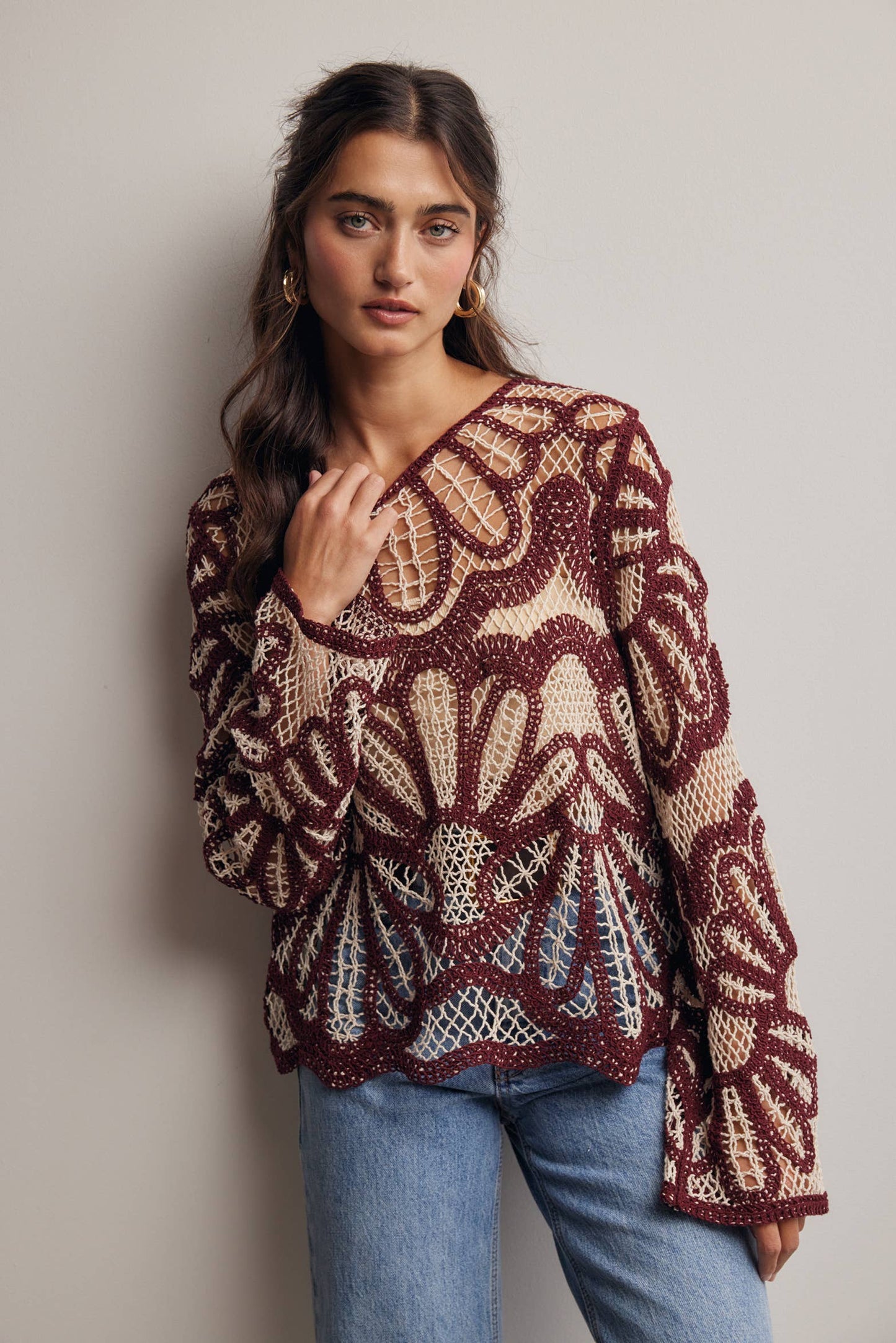 Crochet Floral Pattern Sweater
