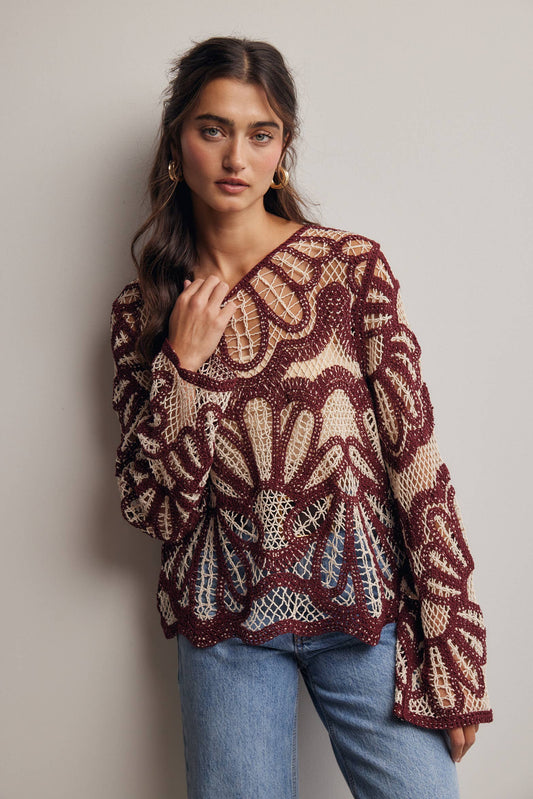 Crochet Floral Pattern Sweater
