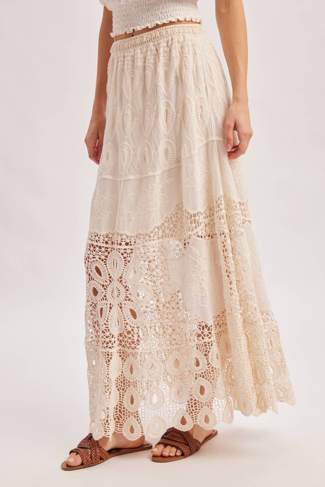 BOHO CROCHET MAXI SKIRT WITH LINING