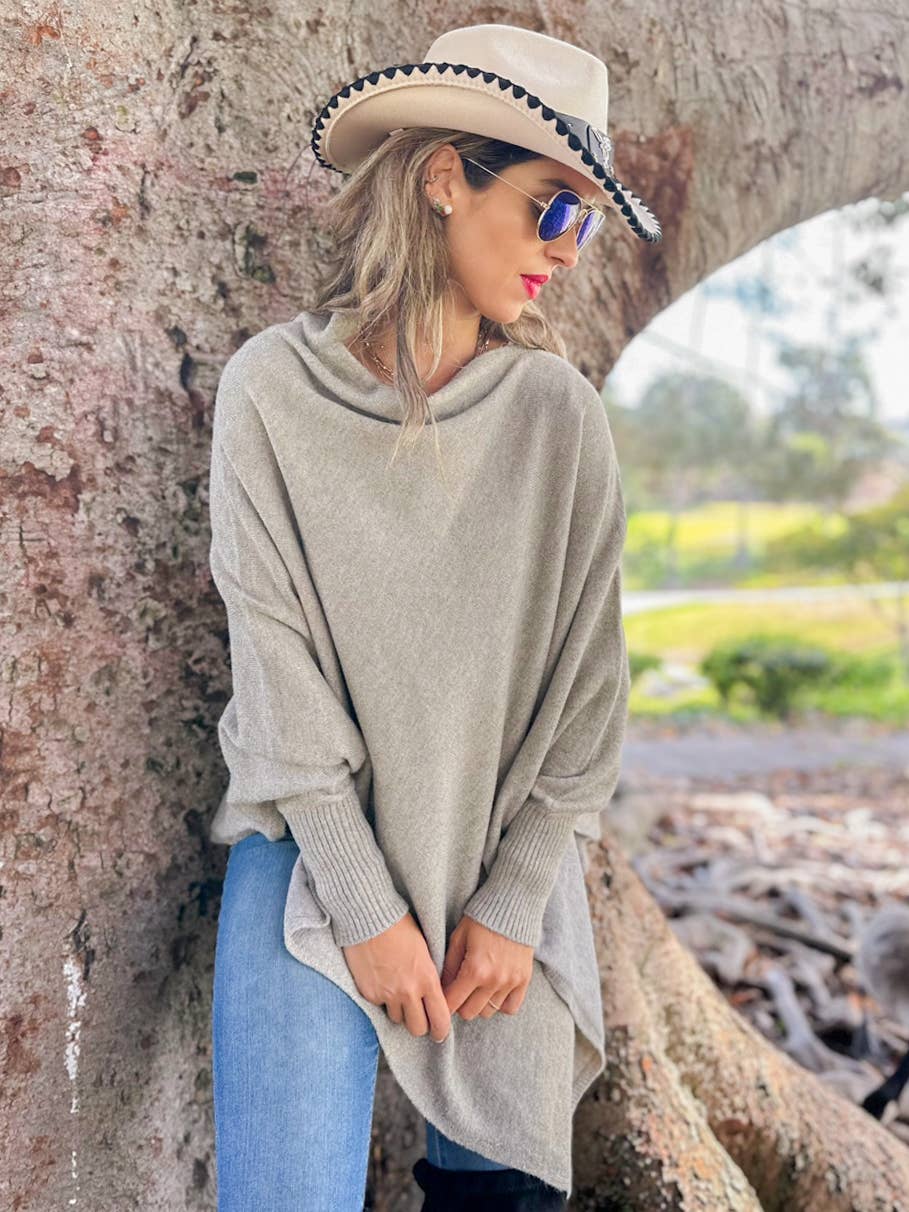 Lurex Knit Dolman Poncho Top