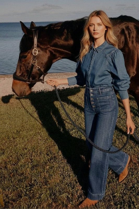 HIGH RISE TUMMY CONTROL PATCH POCKET HOLLY FLARE JEANS