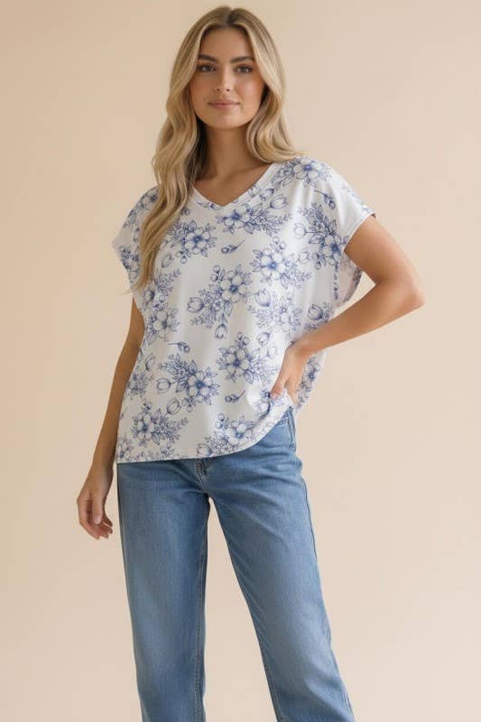 Tulip Floral Print Knit Top