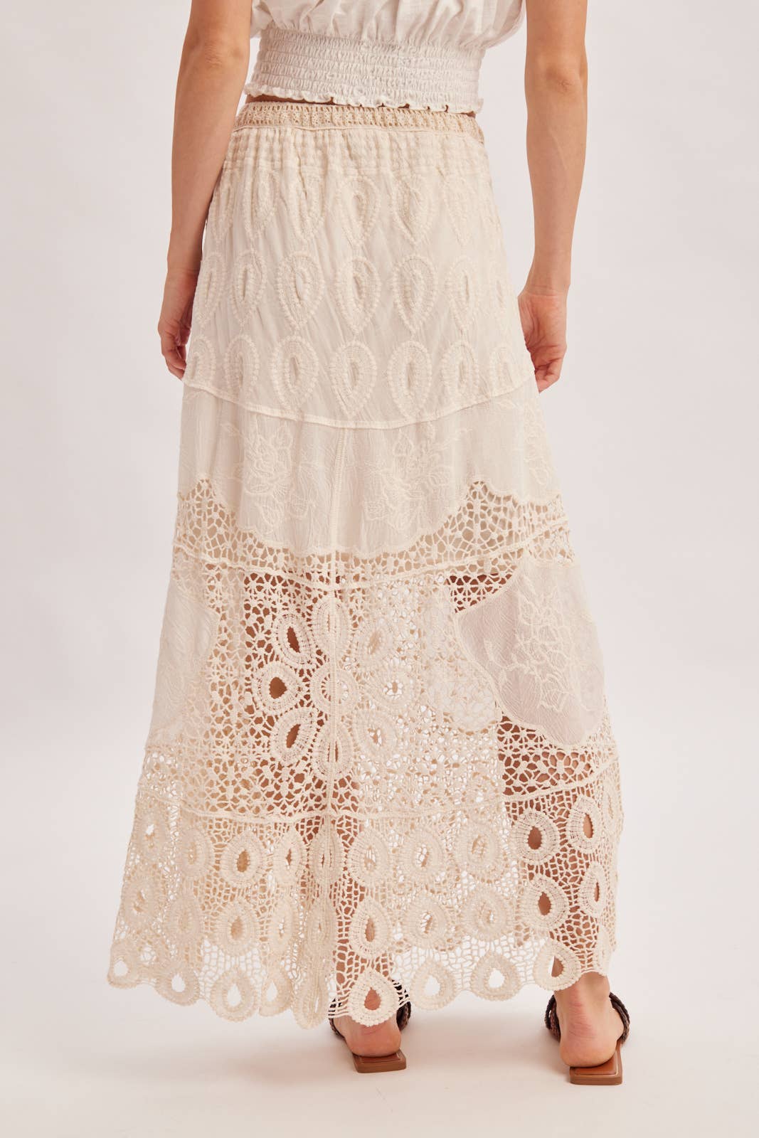 BOHO CROCHET MAXI SKIRT WITH LINING