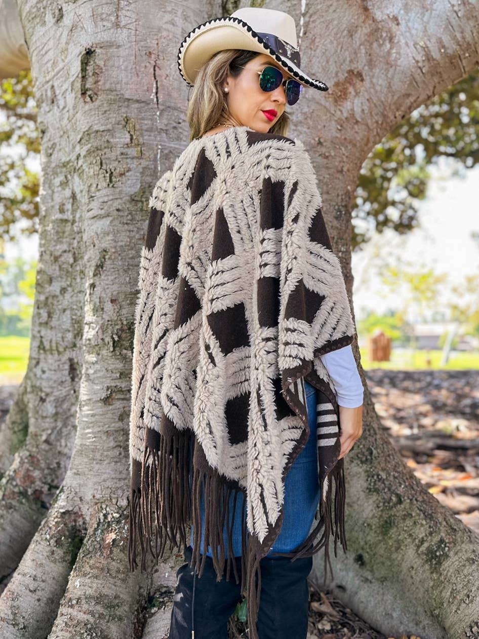 Western Boho 3D Textured Ruana Cardigan
