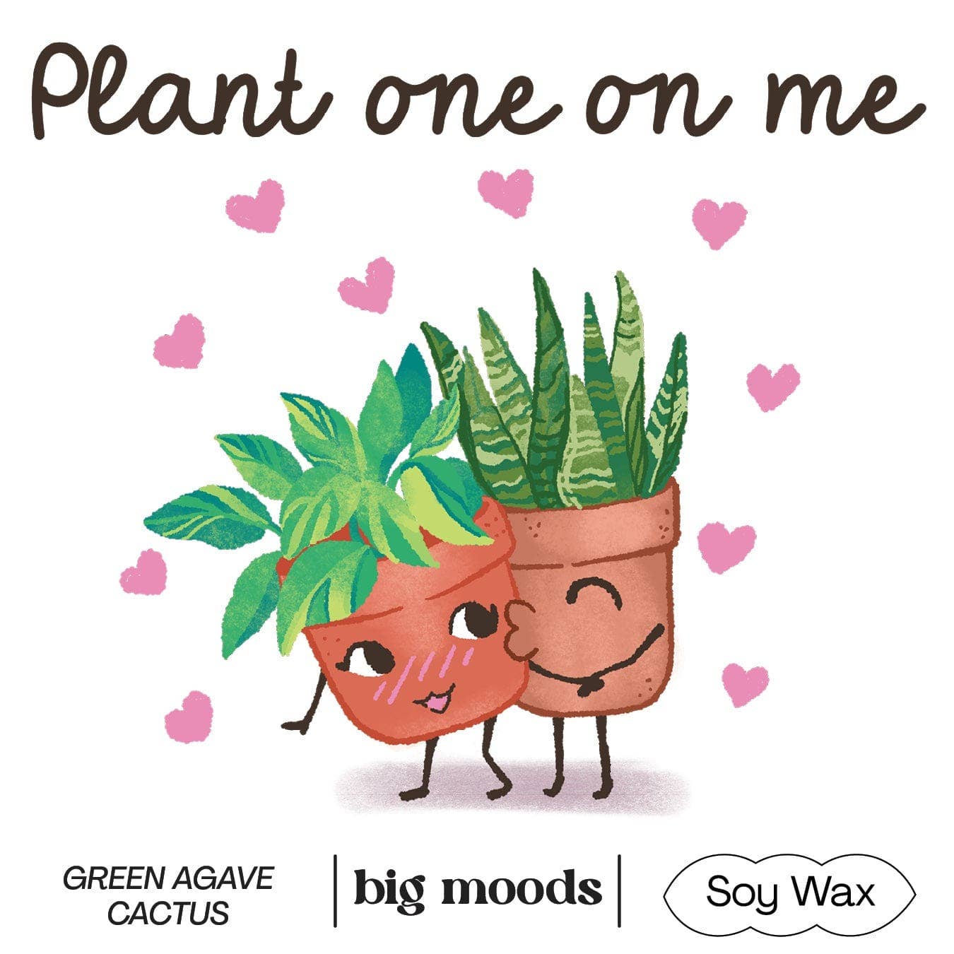 "Plant One On Me" Green Agave Cactus  - 5oz Soy Candle