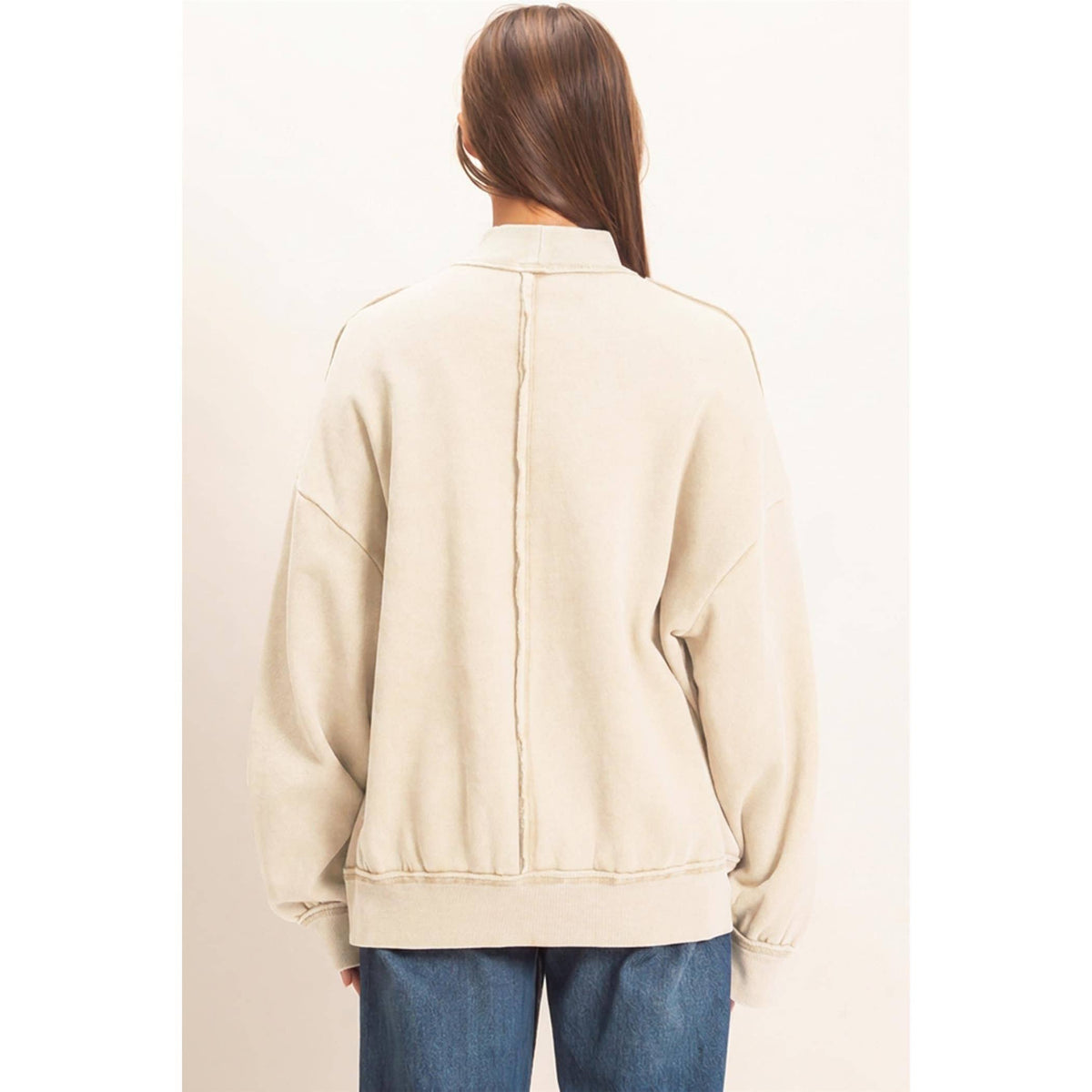 Acid Washed Mock Neck Sweatshirt