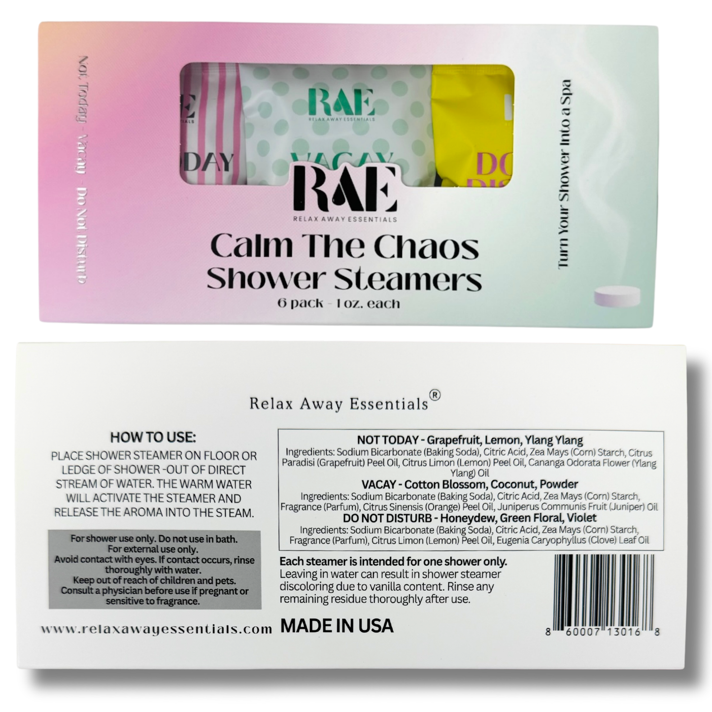 Calm The Chaos 6 Pack Shower Steamers - Made in USA