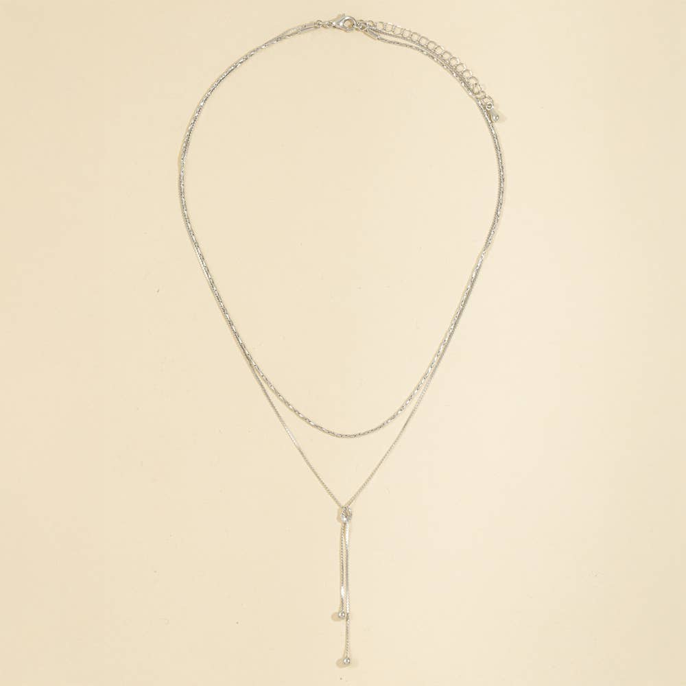 Dainty Double Layer Lariat Drop Necklace