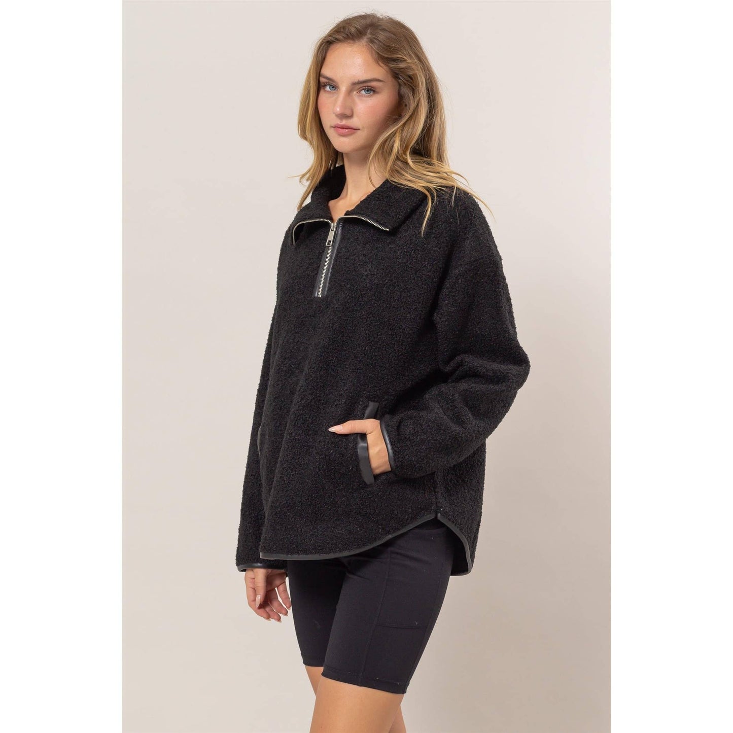 Sherpa Half Zip Collared Pullover