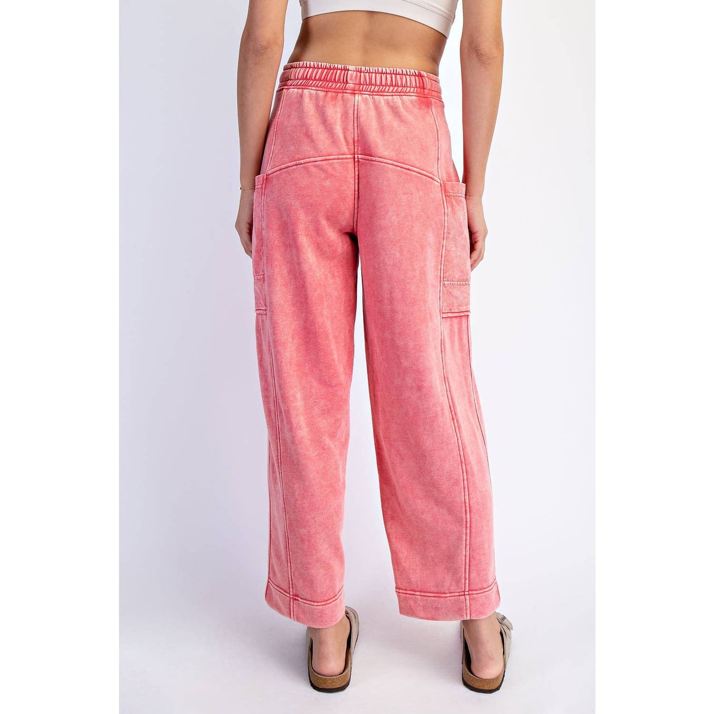 MINERAL WASHED FRENCH TERRY CROPPED CARGO PANT