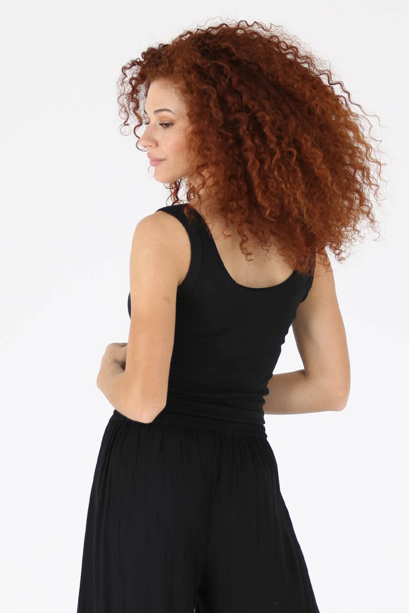 X2CA5-ASIS RIB KNIT SCOOP NECK TANK