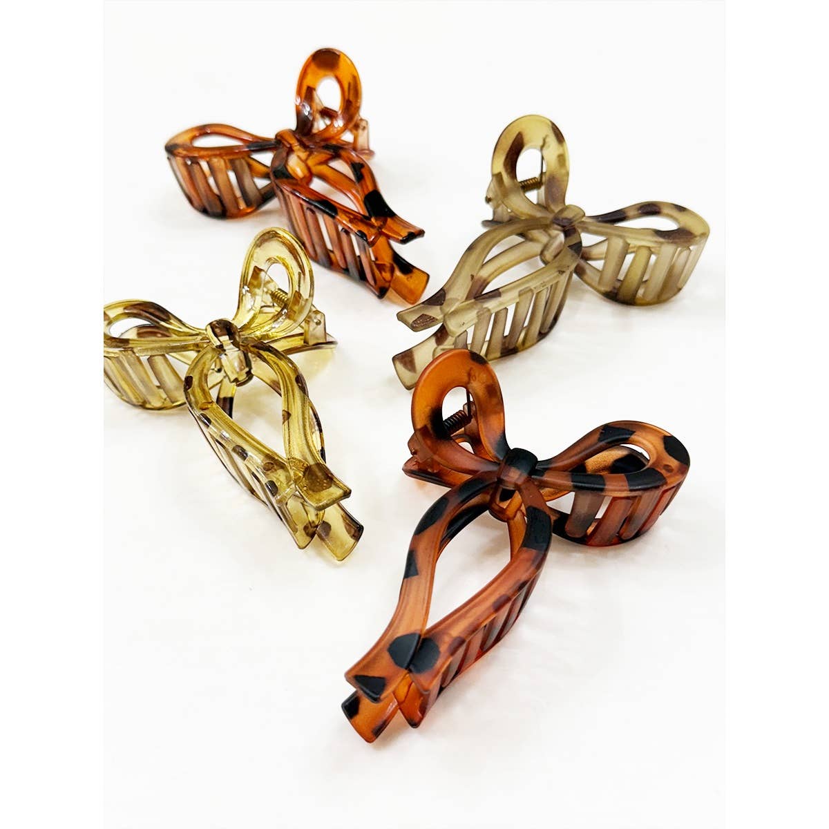 Matte and Glossy Leopard Bow Hair Clips