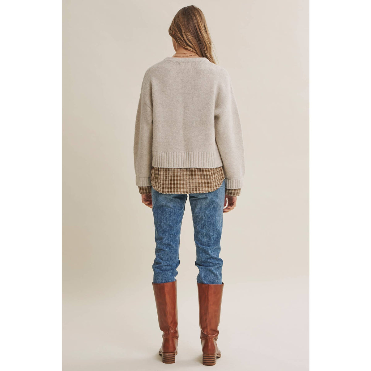Country Road plaid hem sweater