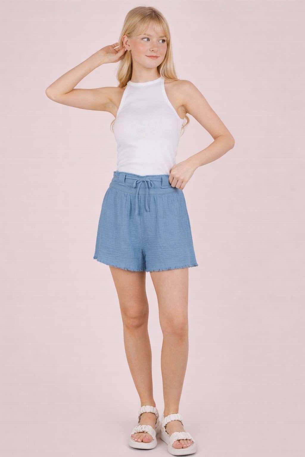 Cotton Gauze Shorts W/ Front Tie