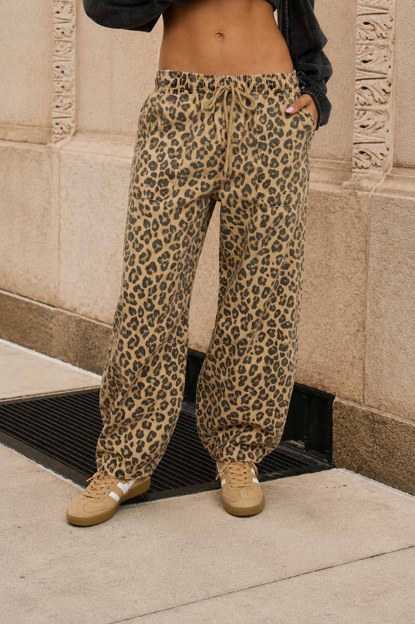 Leopard barrel pants