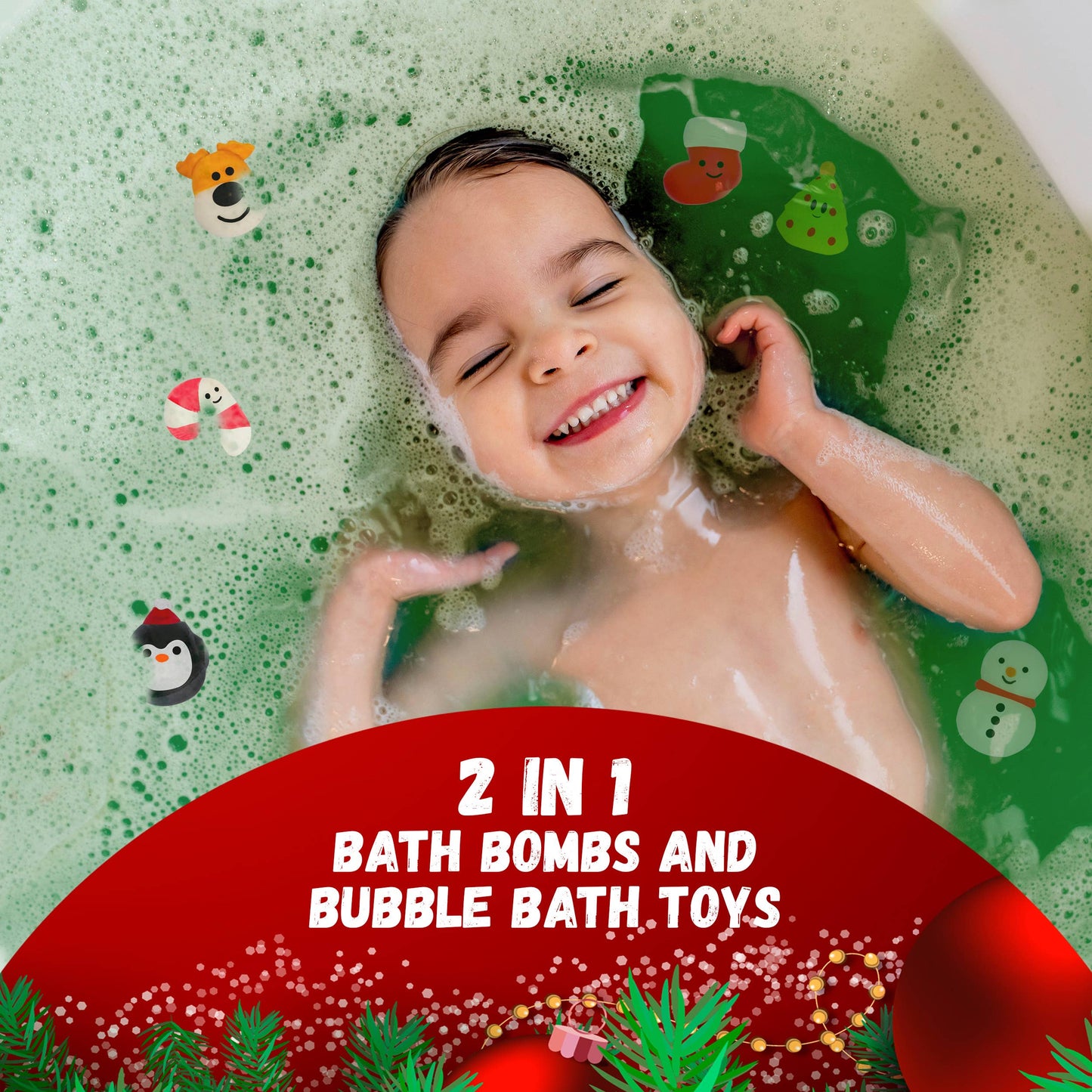 6 Christmas Bath Bombs for Kids with Toy Surprises