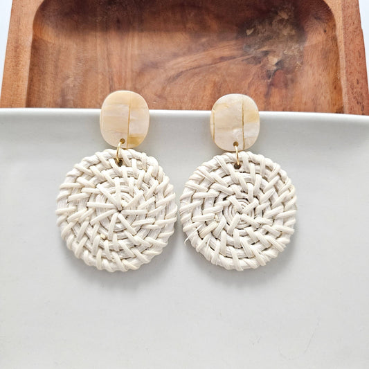 Dominica Earrings - Light Rattan