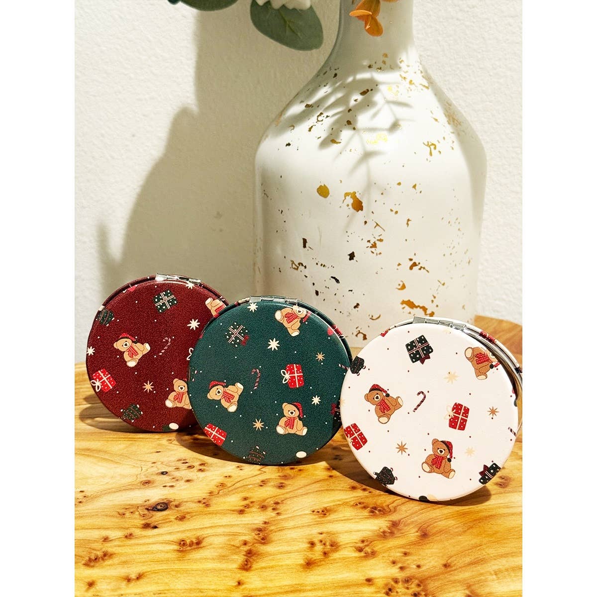 Christmas Santa Bear  Cosmetic Mirror