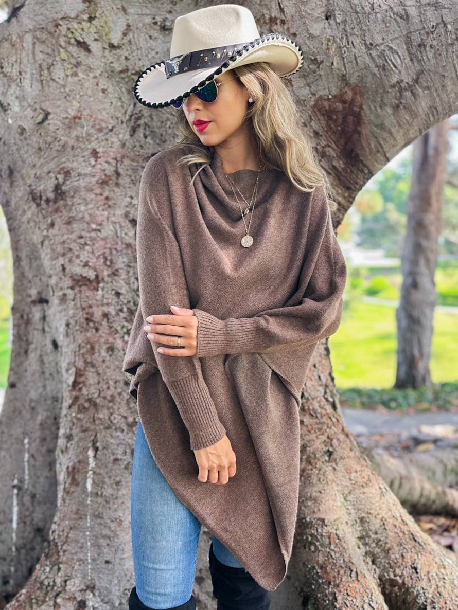 Lurex Knit Dolman Poncho Top