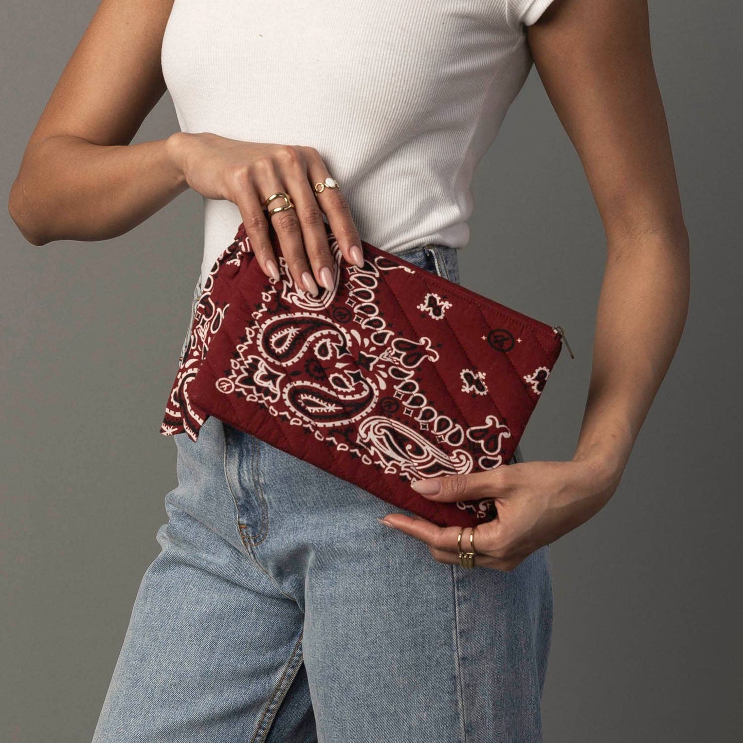 Burgundy Bandana Clutch