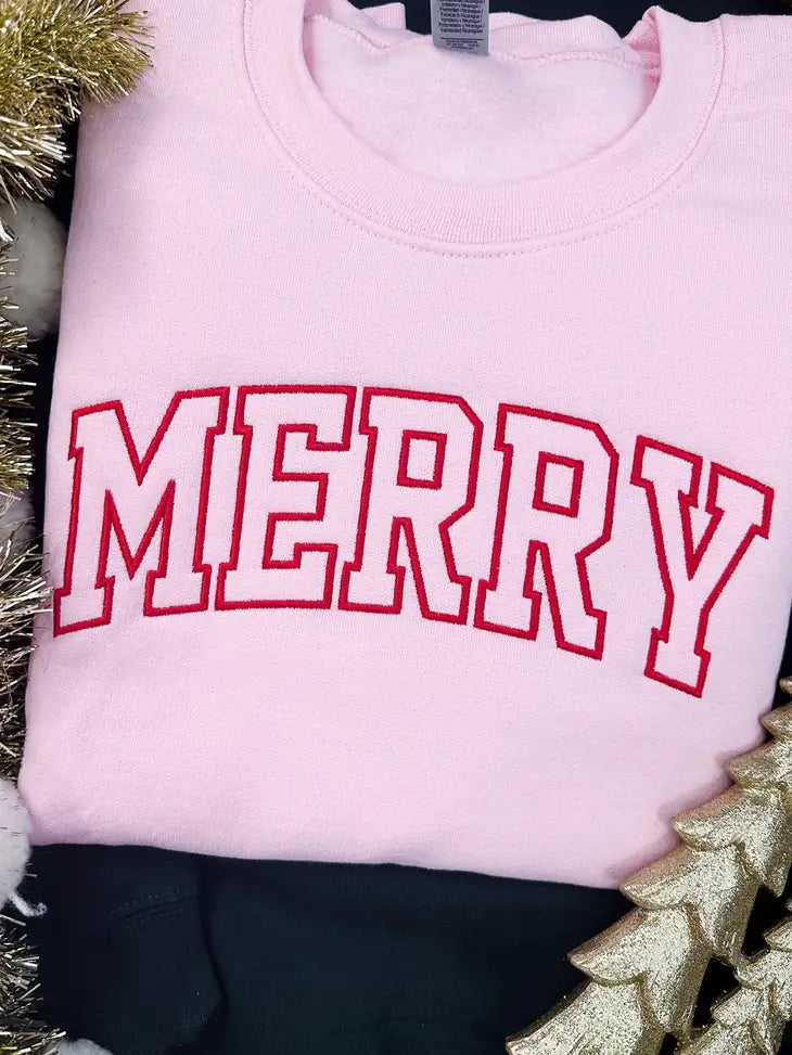 Merry embroidered crew sweatshirt