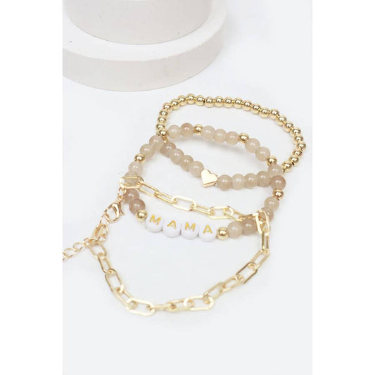 Mama 3-pc Bead and Chain Mix Bracelets