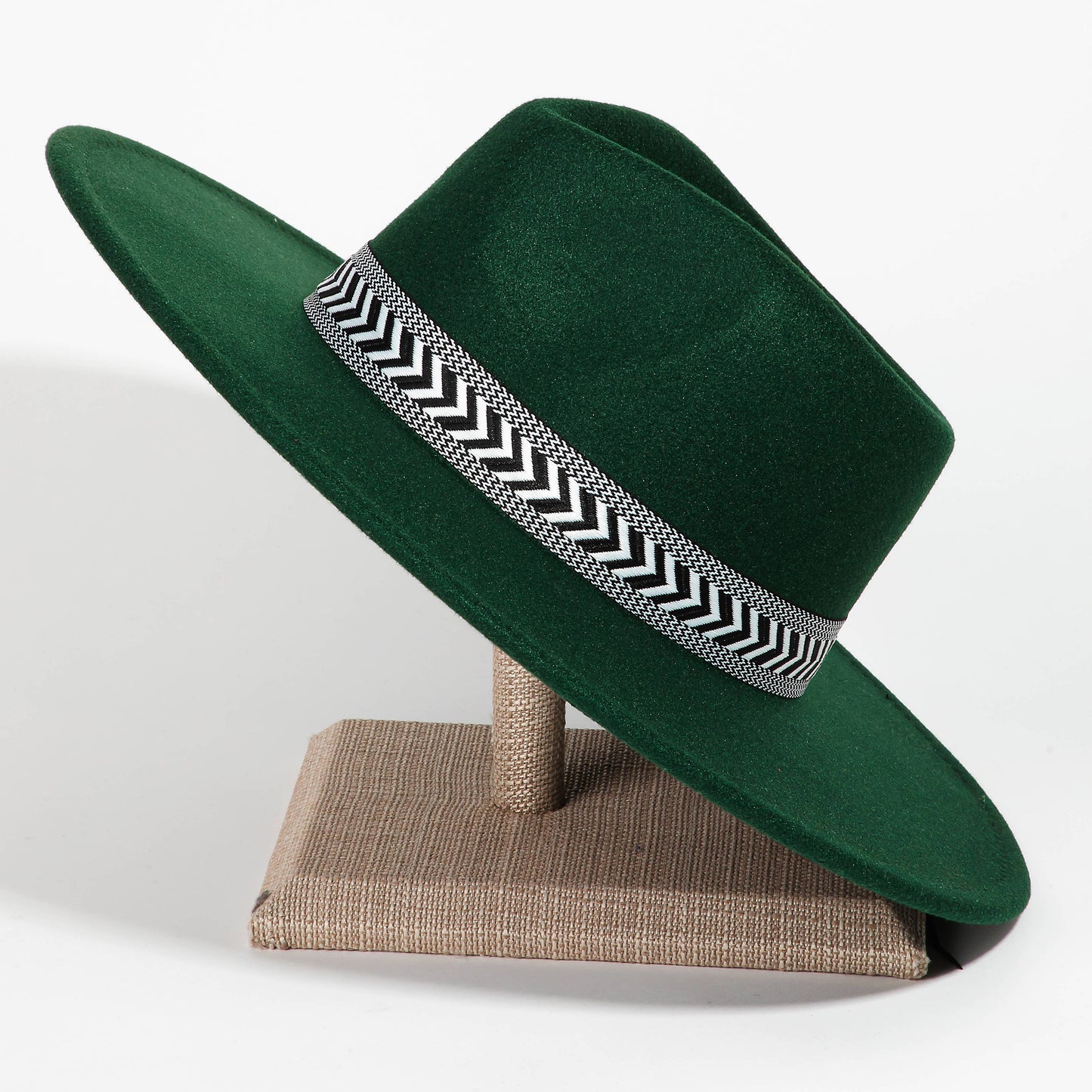 Chevron Pattern Strap Fedora Fashion Hat