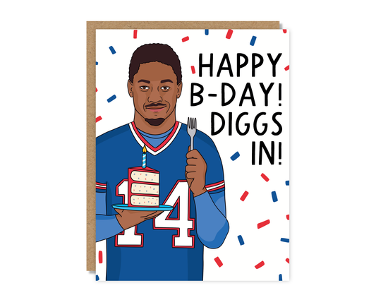 Happy B-Day! Diggs In! Card Buffalo Bills Stefon Diggs
