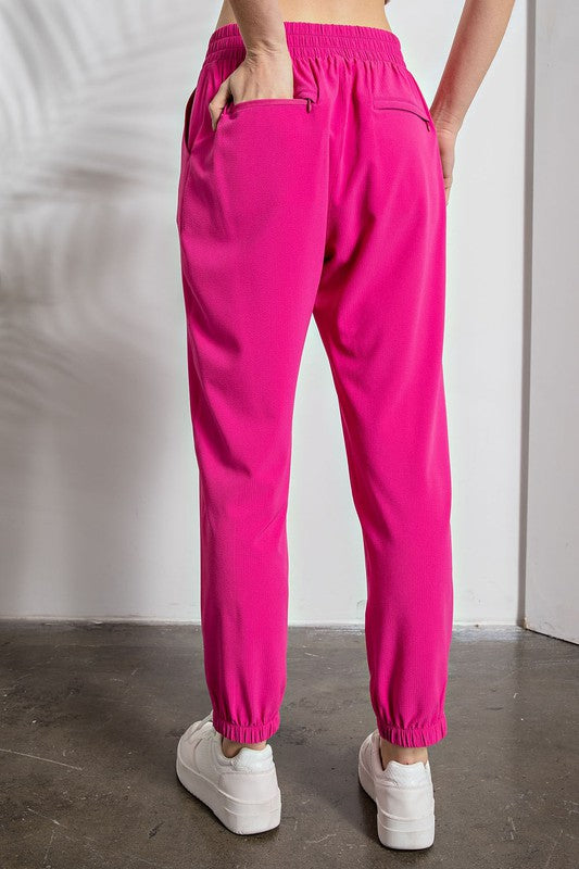 Pink Crinkle Joggers
